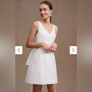 Sachin & Babi Archie V-neck Back-Bow Mini Dress. White. Size 6.